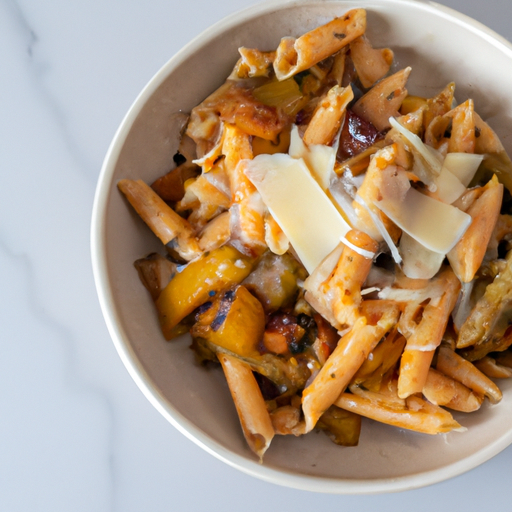 Pasta de espelta con verduras asadas