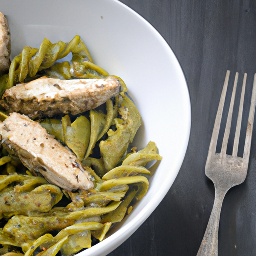 Pasta al pesto con pollo a la parrilla