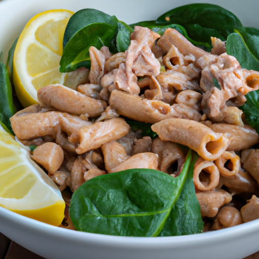 Pasta con atún y espinacas