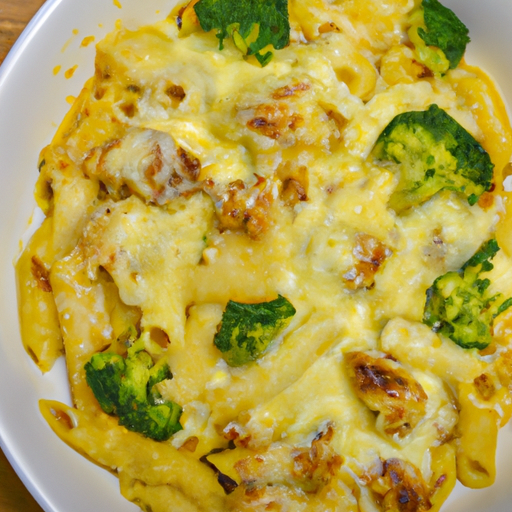 Pasta al horno con brócoli y pollo