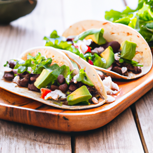 Tacos de frijoles negros y aguacate