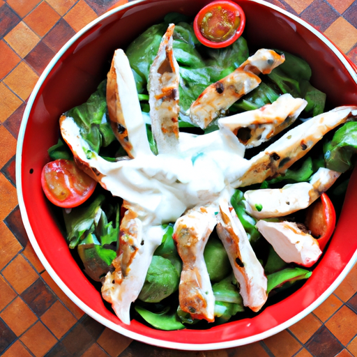 Ensalada de pollo a la parrilla con espinacas