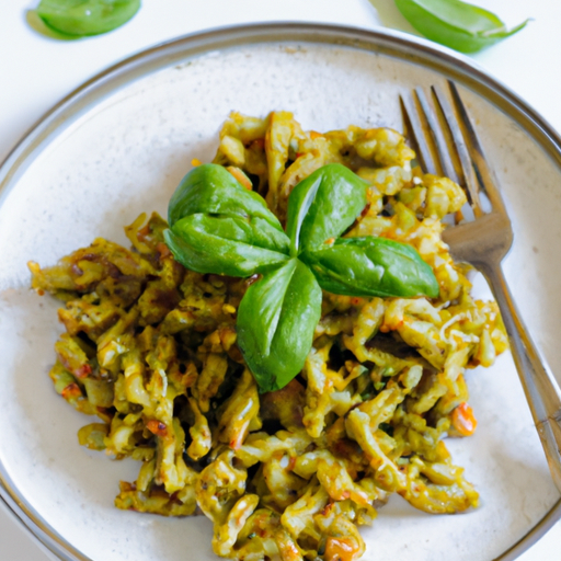 Pasta de espelta con pesto de albahaca