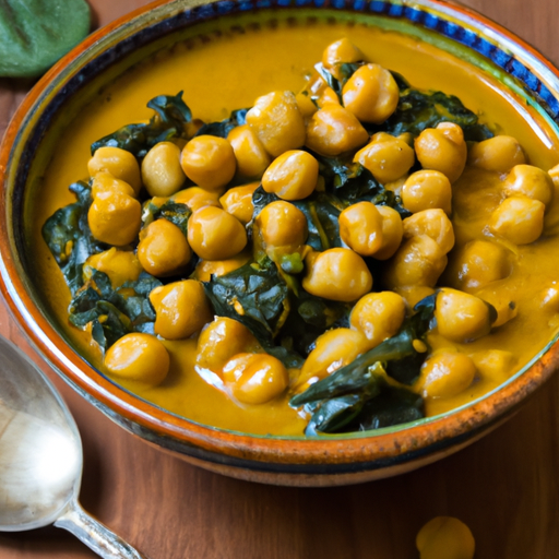 Guiso de garbanzos con espinacas y cúrcuma